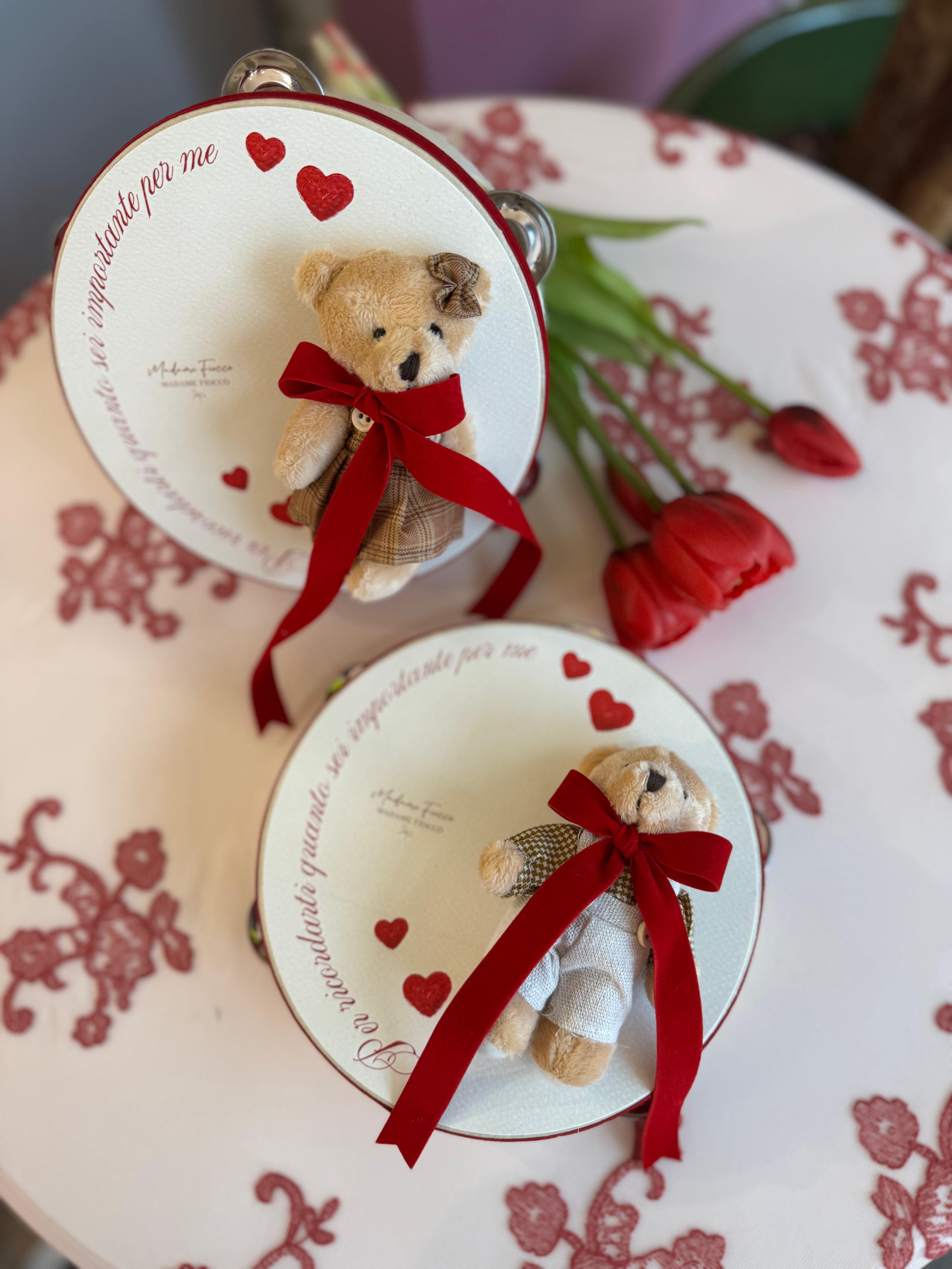 Tamburello Love Teddy - 18 cm - Madame Fiocco